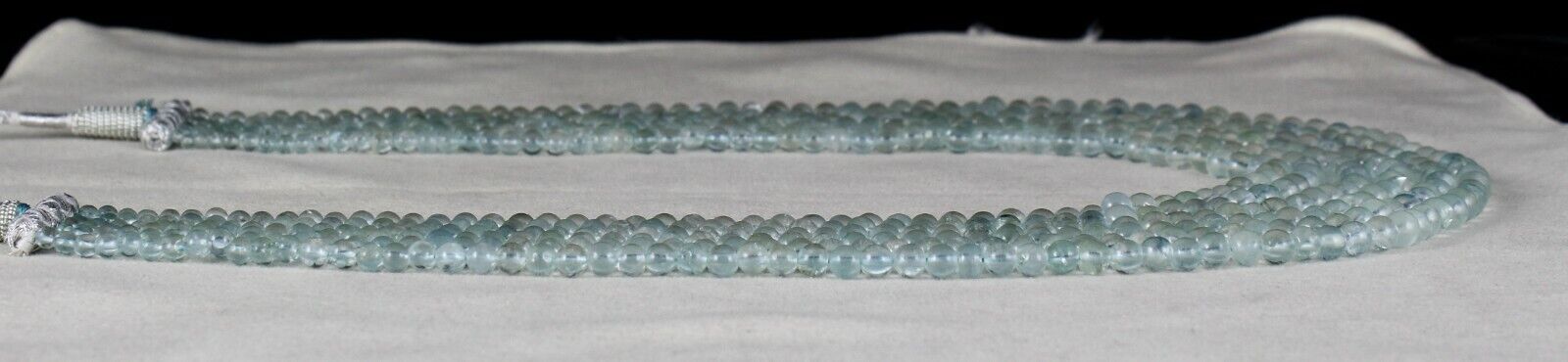 NATURAL BLUE AQUAMARINE BEADS ROUND 6 STRING 488 CTS GEMSTONE FINE NECKLACE