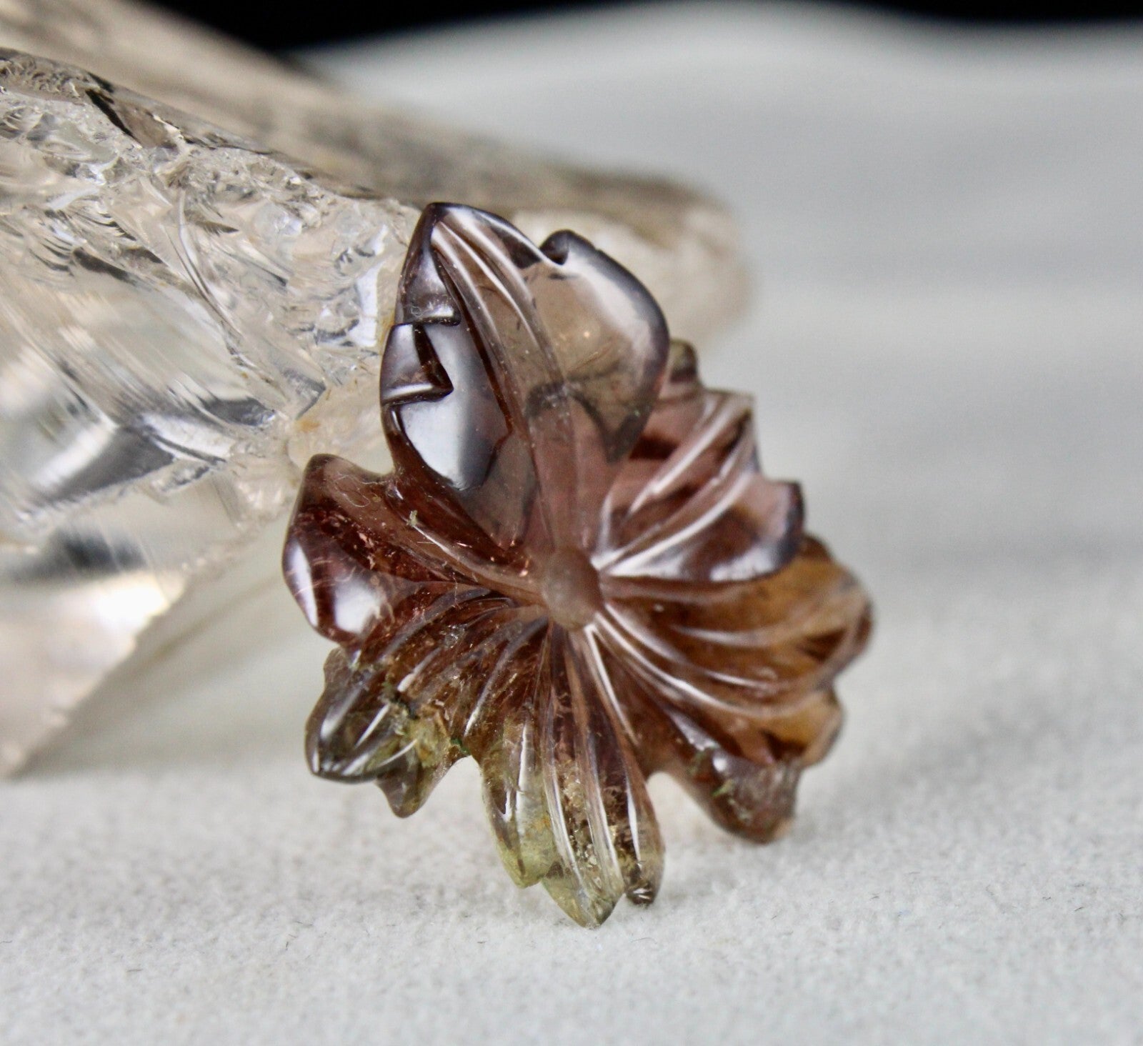 Natural Tourmaline 26.45 Ct Carved Flower Gemstone For Ring Pendant Design