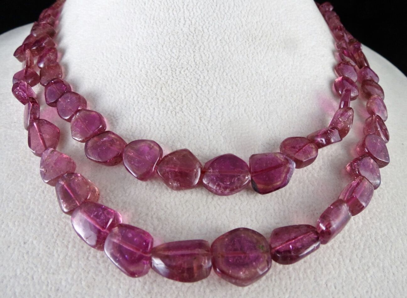 NATURAL PINK TOURMALINE RUBELLITE BEADS TUMBLE 2 L 284 CARATS GEMSTONE NECKLACE