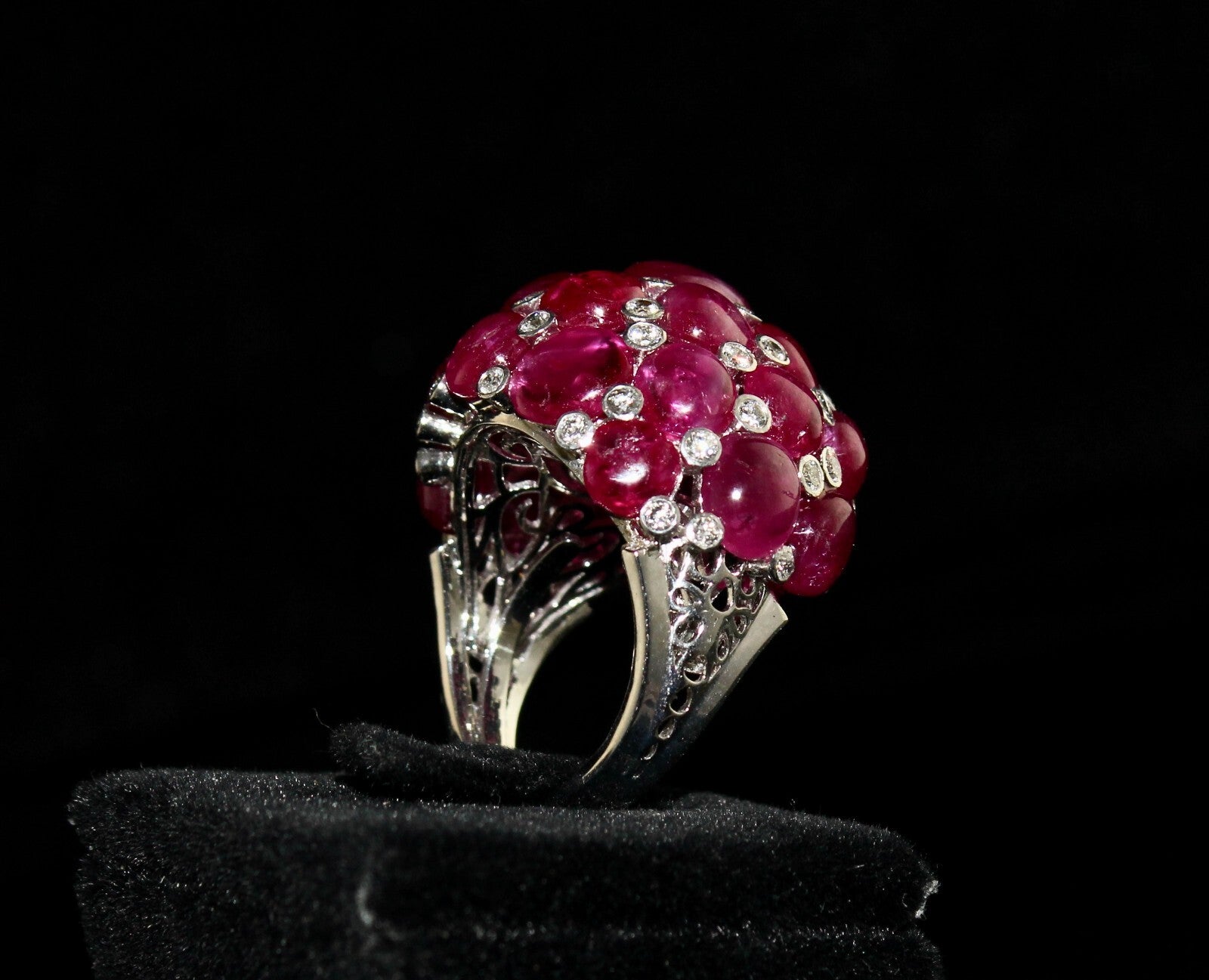 Certified 18k Gold Natural Ruby Diamond 10ct Cocktail Ring For Women