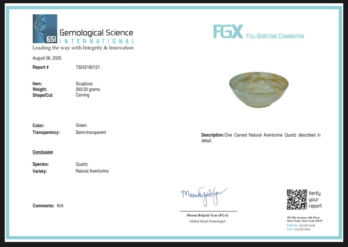 Certified Natural Aventurine Quartz Bowl 1315 Ct Carved Round Crystal Home Decor