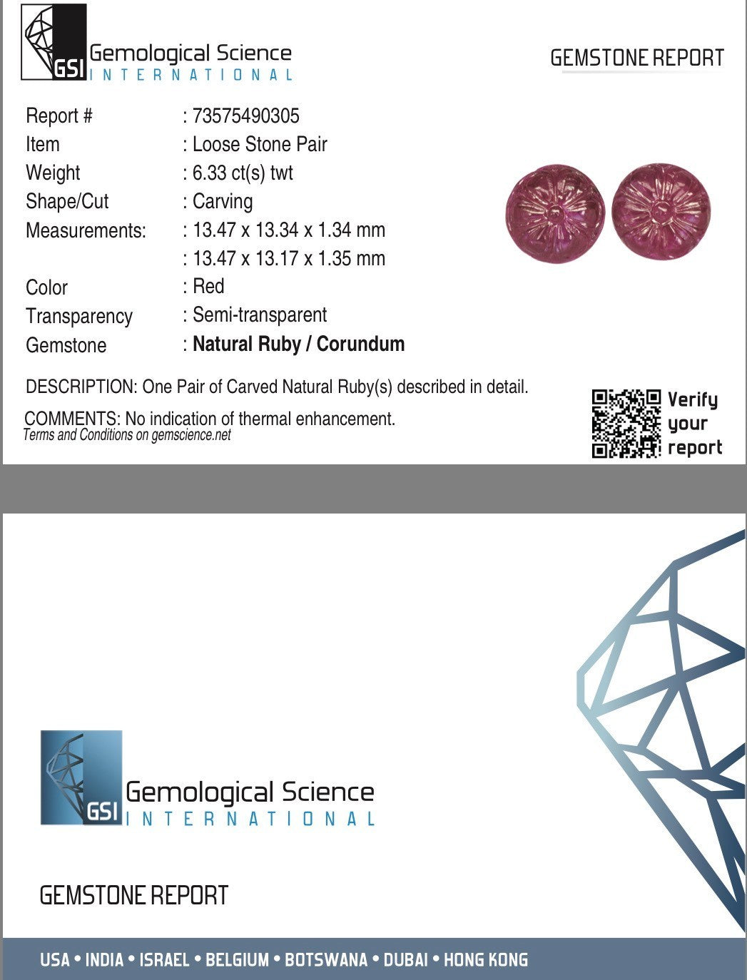 Certified Natural Ruby Engraved Dangle Pair 4 Pc 21.13 Ct Loose Gemstone Earring