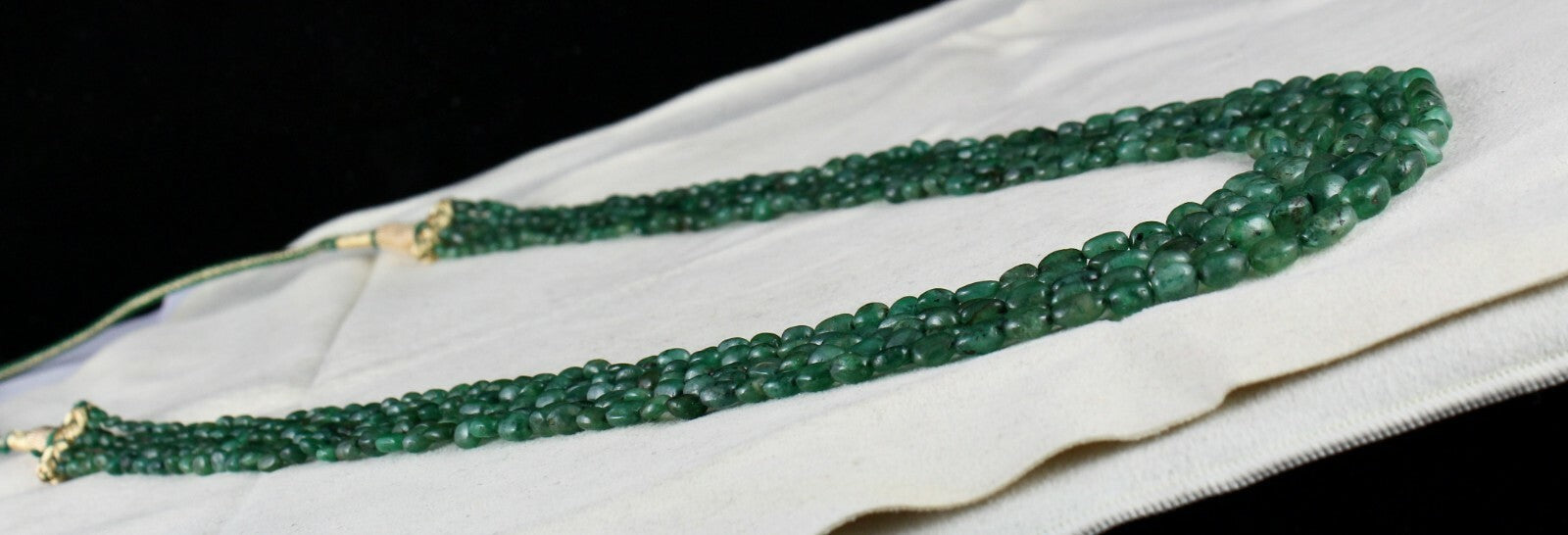 Certified Natural Emerald Beads Cabochon Necklace 5l 322 Carat Vintage Gemstone