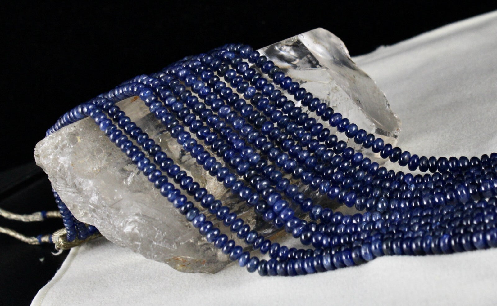 Certified Natural Blue Sapphire 581 Ct Beads Finest Round Gemstone Necklace
