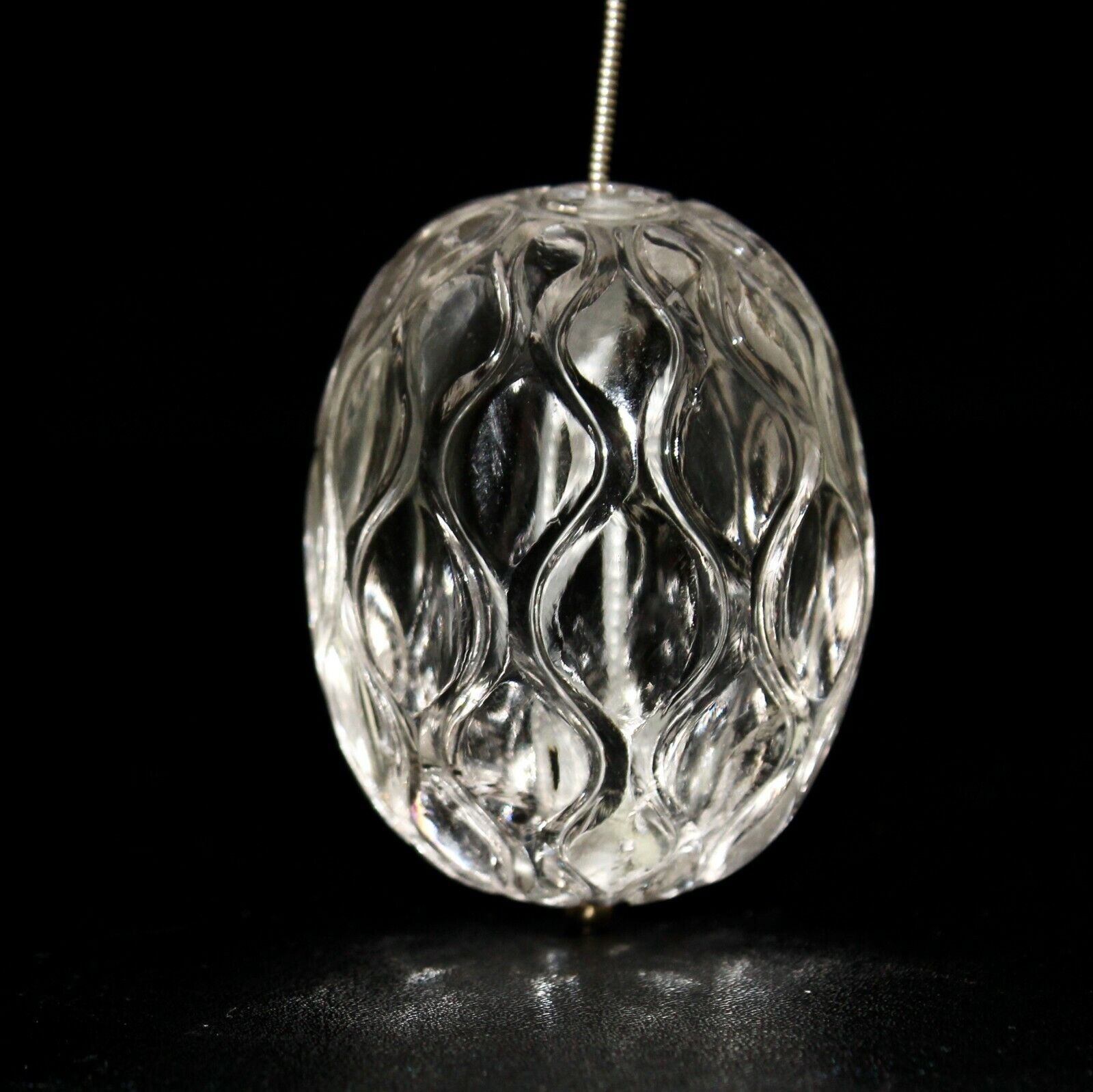 NATURAL WHITE ROCK CRYSTAL QUARTZ BEADS CARVED LONG 1 PCS 508 CARATS GEMSTONE