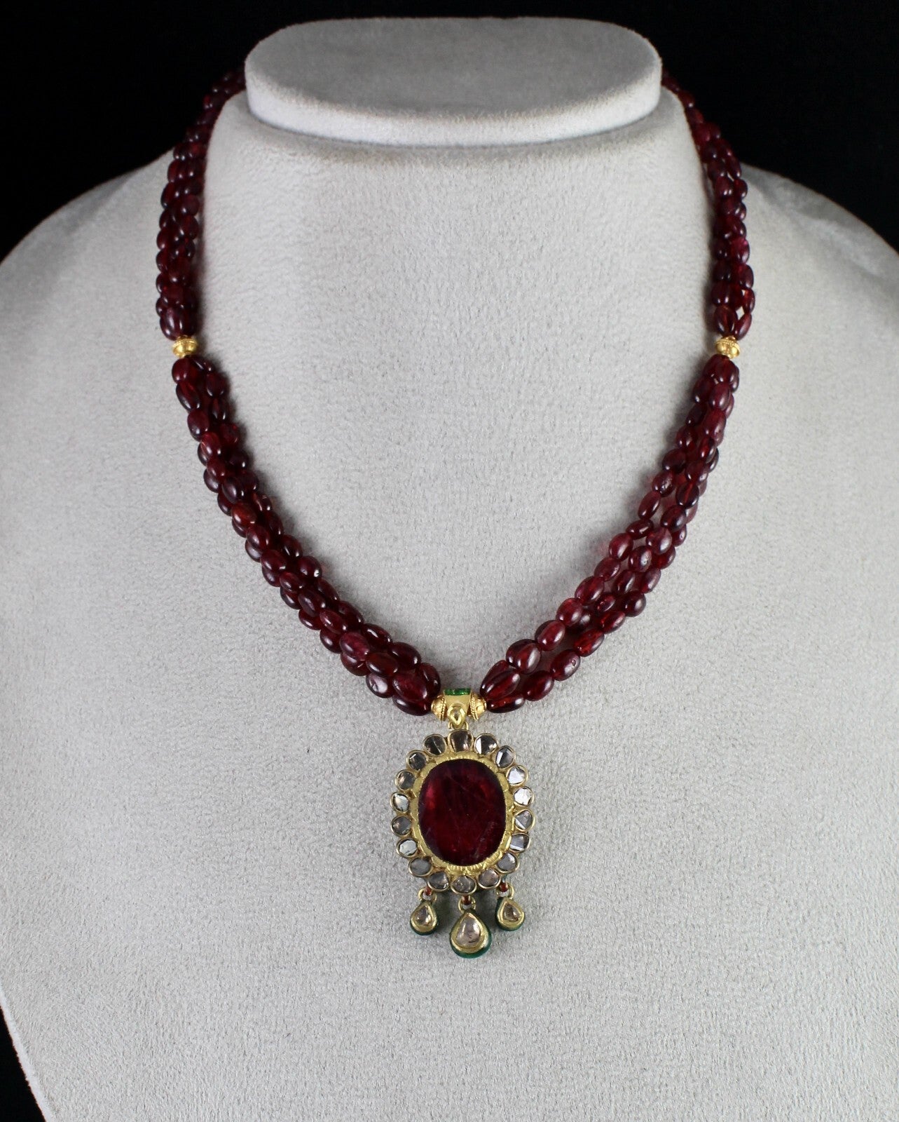 Certified Antique Jadau Natural Diamond 302ct 18k Gold Oval Pendant Earring Set