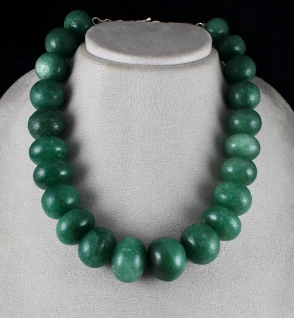 Green Quartz Round Beaded Necklace 1782 Ct Big Gemstone Beads