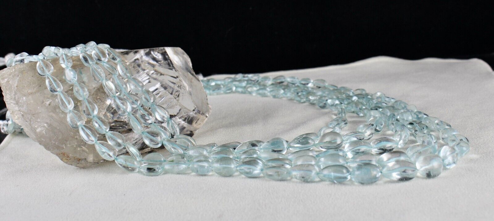 NATURAL BLUE TOPAZ BEADS DROPS 5 LINE 956 CARATS GEMSTONE BEADED FINE NECKLACE