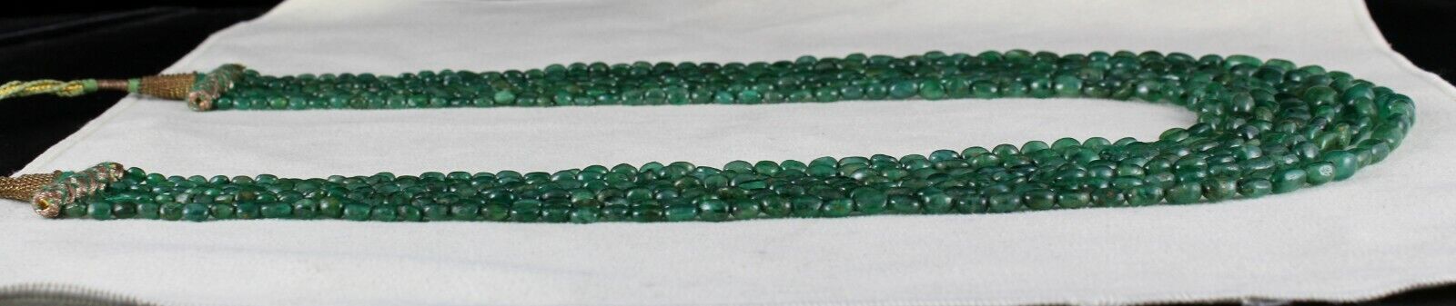ANTIQUE NATURAL EMERALD BEADS NUGGET 7 STRING 471 CARATS GEMSTONE NECKLACE