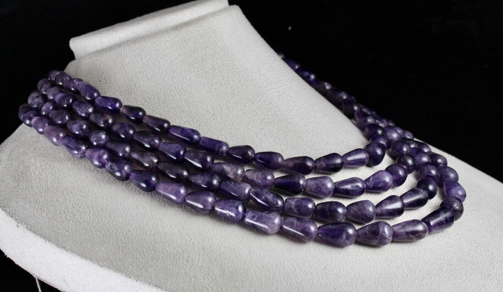 NATURAL PURPLE AMETHYST BEADS TEAR DROPS 4 L 1028 CT GEMSTONE FINEST NECKLACE