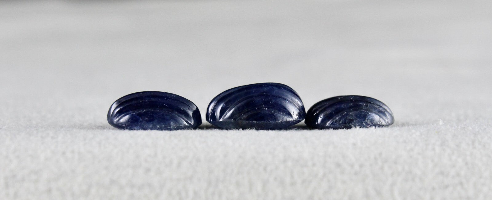 Certified Natural Blue Sapphire Carved Oval 3 Pc 15.21 Ct Loose Gem For Ring