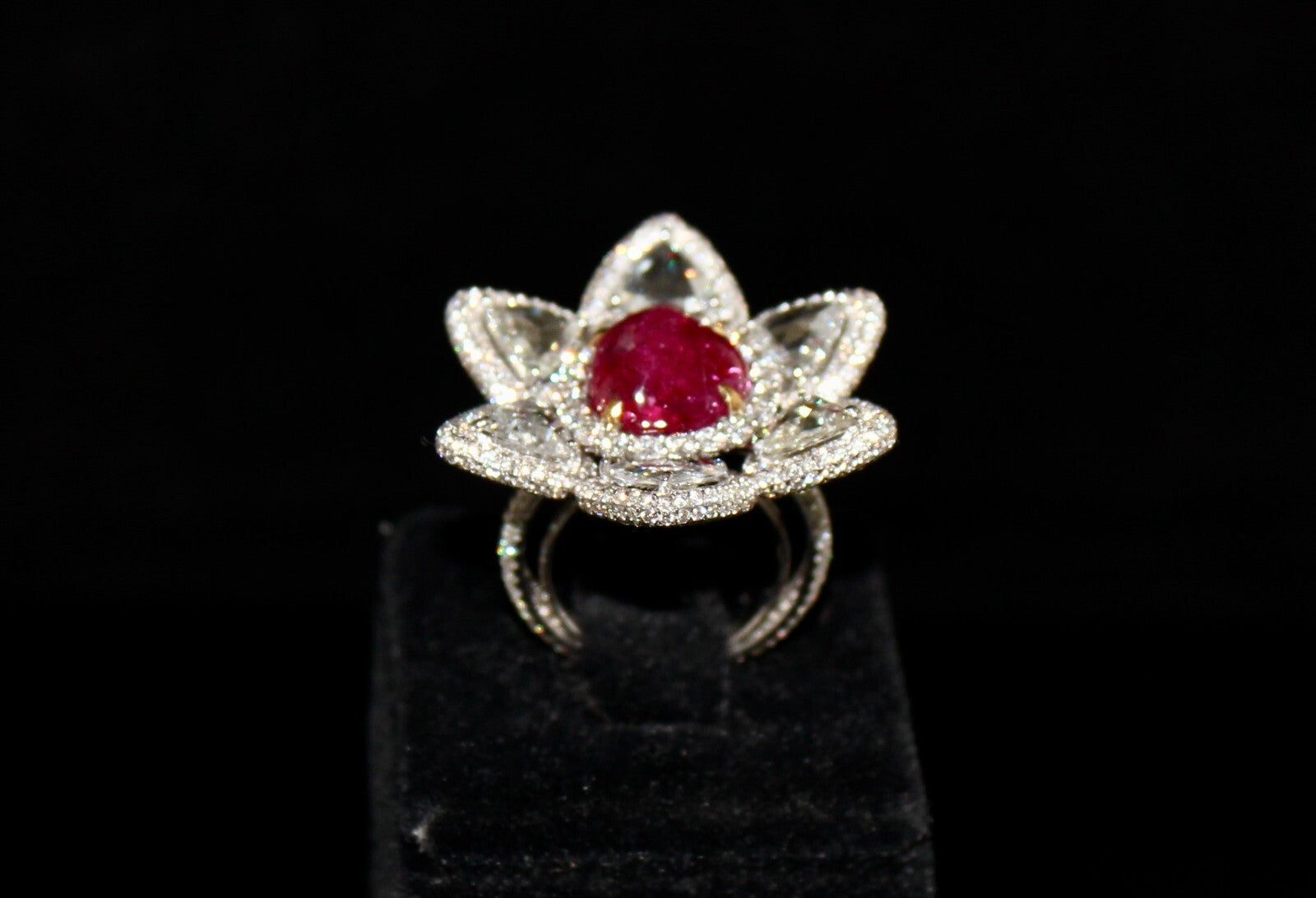 Certified Natural Burma Ruby Diamond 10.00 Ct 18k Gold Cocktail Ring For Women