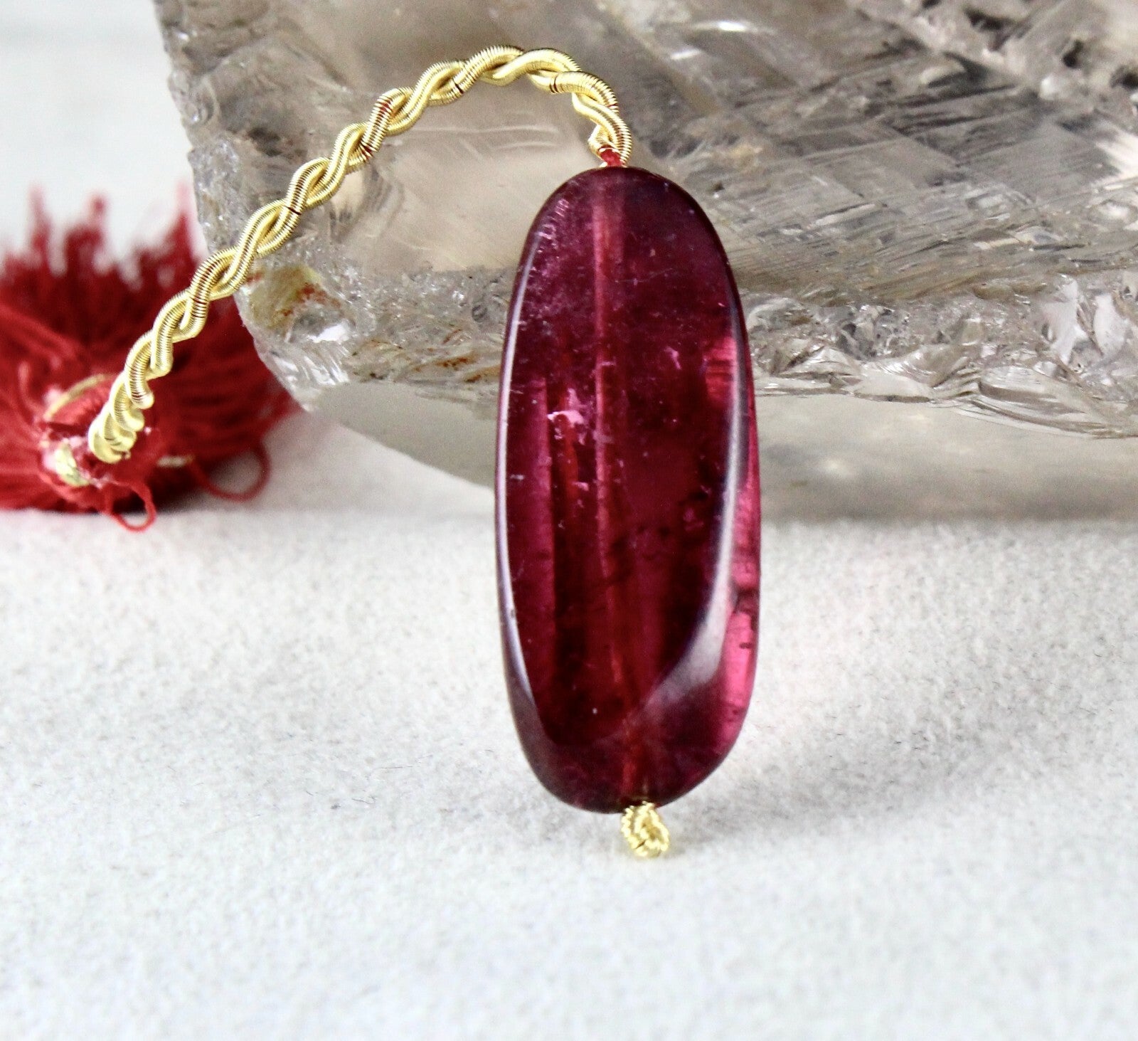 Natural Pink Tourmaline 22.85 Cts Rubellite Bead Hanging Gemstone Pendant Design