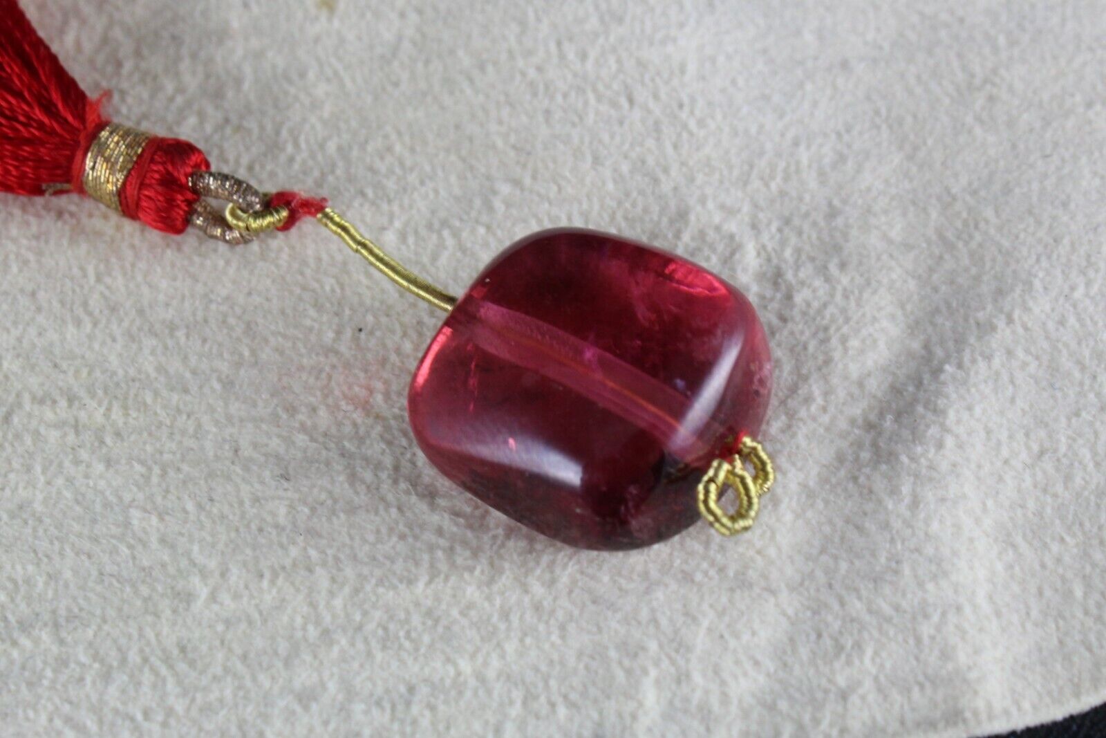 NATURAL PINK TOURMALINE RUBELLITE SQUARE BEAD 31.28 CTS GEMSTONE HANGING PENDANT