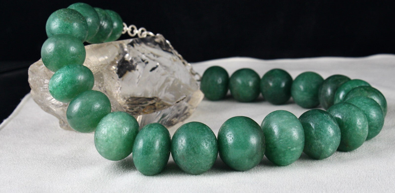 Green Quartz Round Beaded Necklace 1782 Ct Big Gemstone Beads