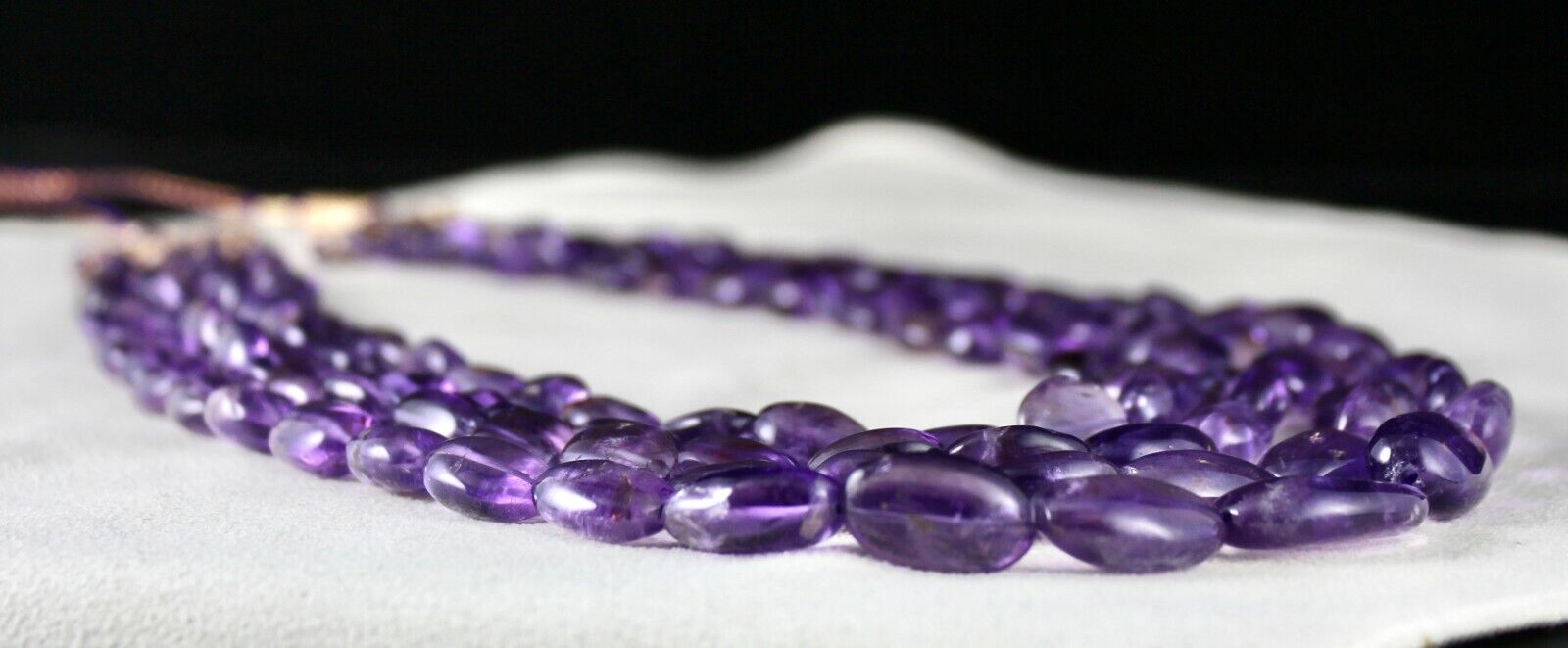 NATURAL AMETHYST BEADS LONG NUGGETS 4 LINE 662 CARATS GEMSTONE FINEST NECKLACE