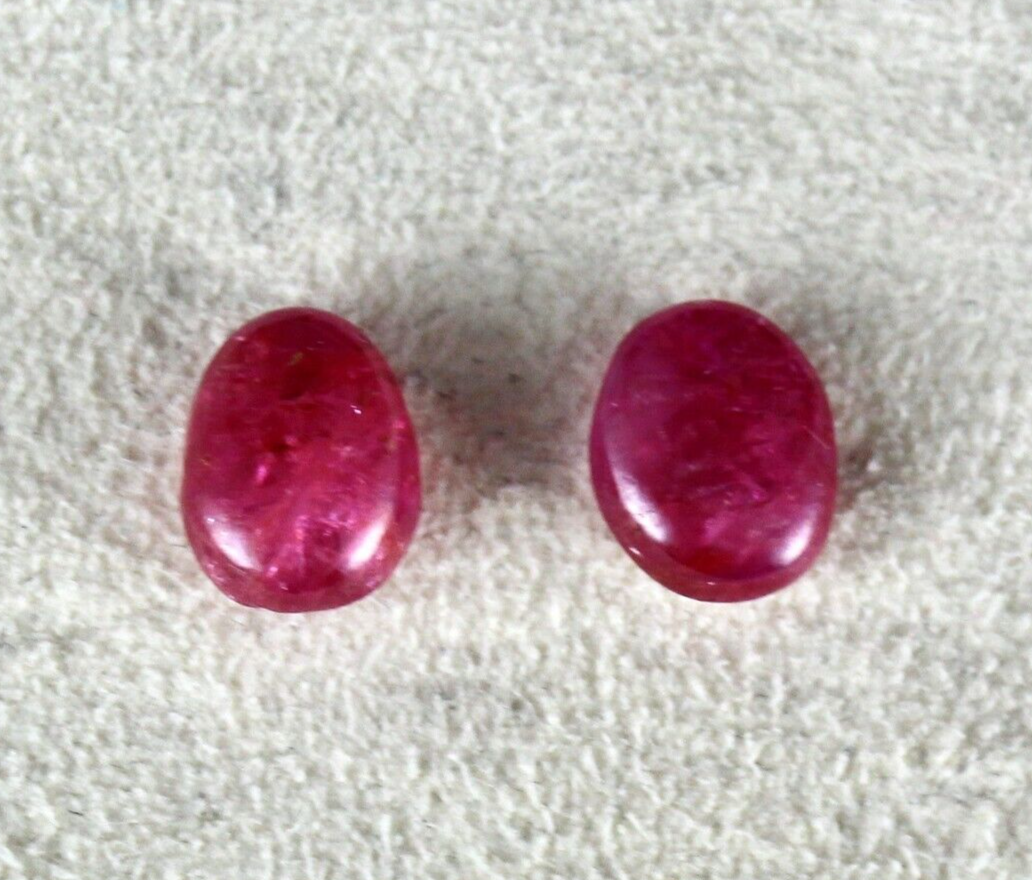 Certified Natural Burmese Ruby Pear Cabochon 4.62ct Gemstone Pair Earring Design
