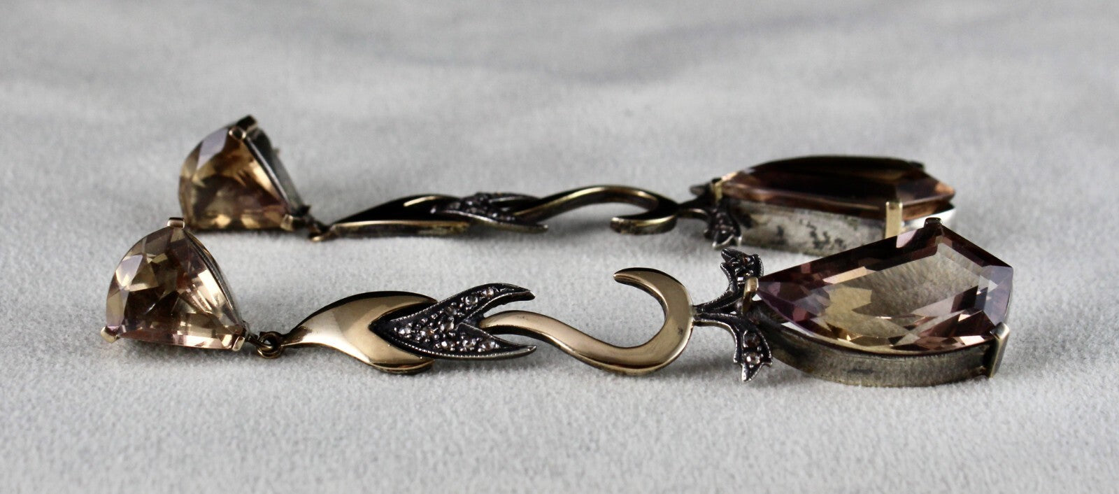 Certified 18k Gold Natural Diamond & Sterling Silver Ametrine 133.70ct Earrings