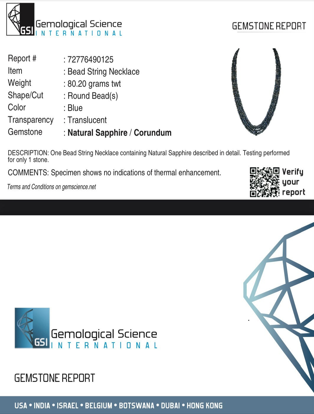 Certified Vintage 380 Ct Natural Blue Sapphire Beads Round Necklace For Women