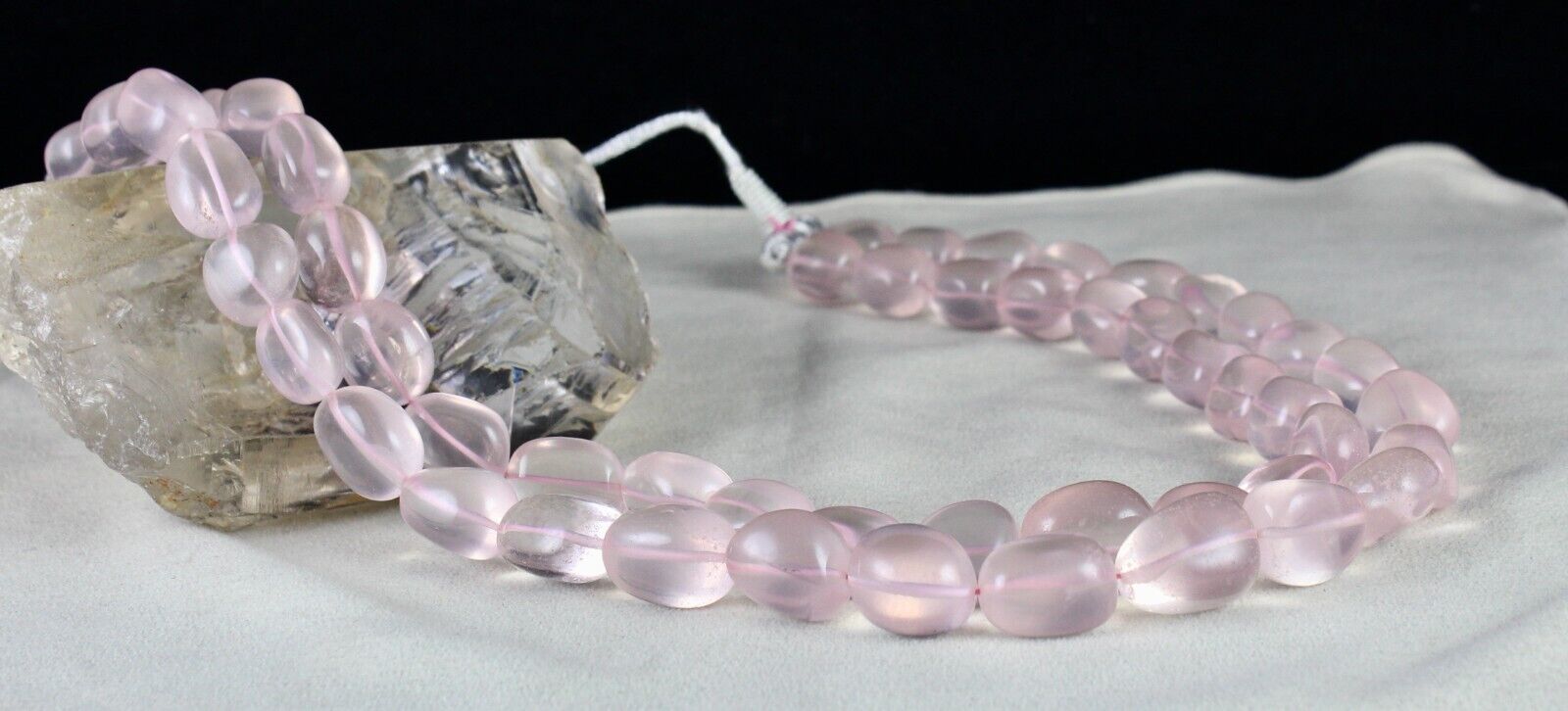 Fine Natural Rose Quartz Beads Nugget 2 L 1181 Ct Gemstone Fashion Pink Necklace