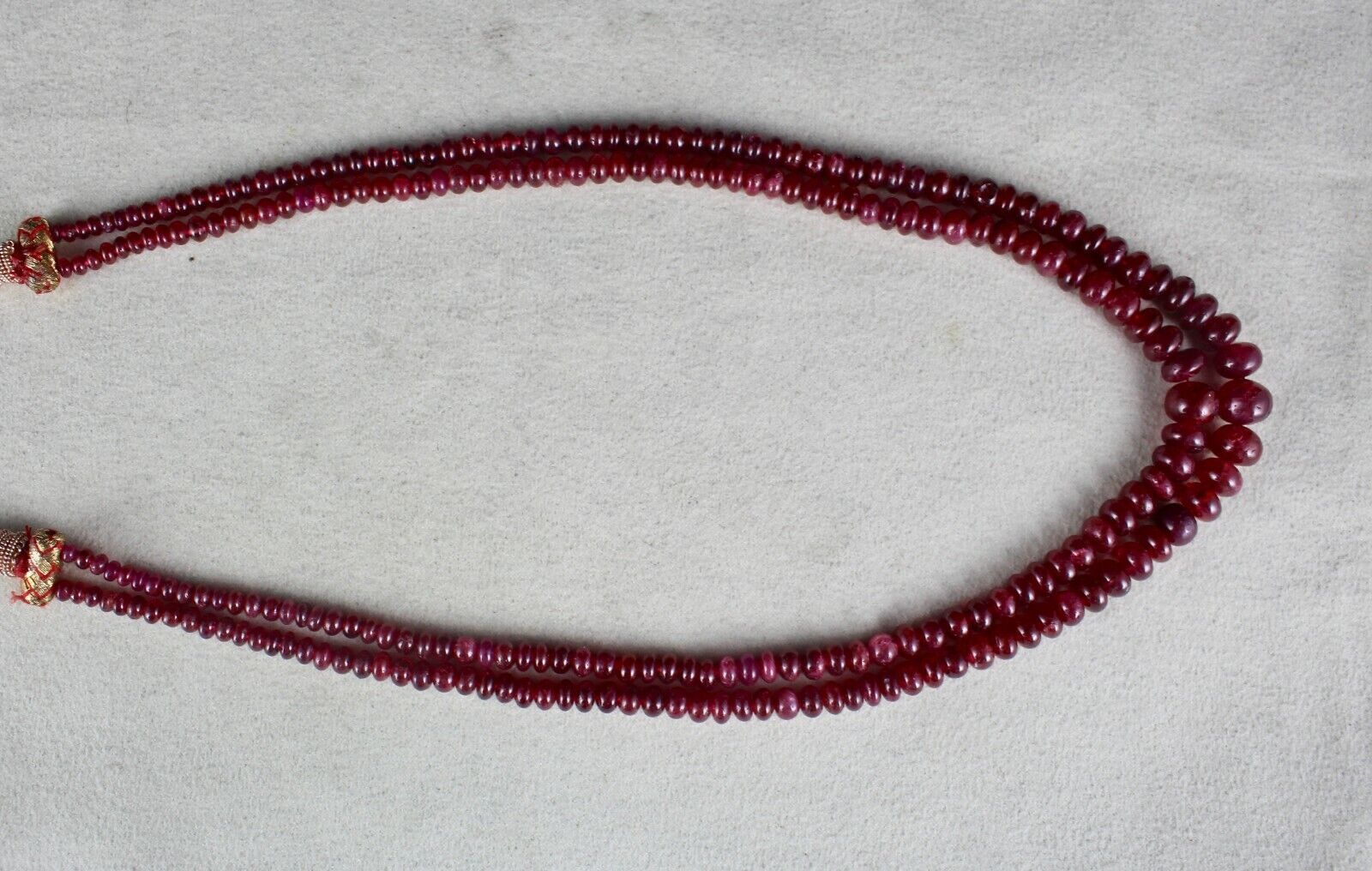 NATURAL UNTREATED RUBY BEADS ROUND 2 LINE 236 CTS PRECIOUS GEMSTONE NECKLACE