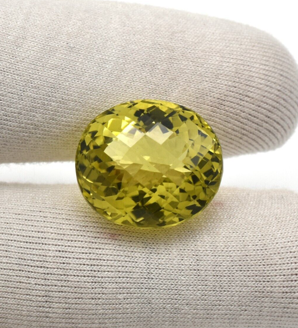 Natural Green Gold Lemon Quartz 23.60 Ct Oval Cut Gemstone Ring Pendant