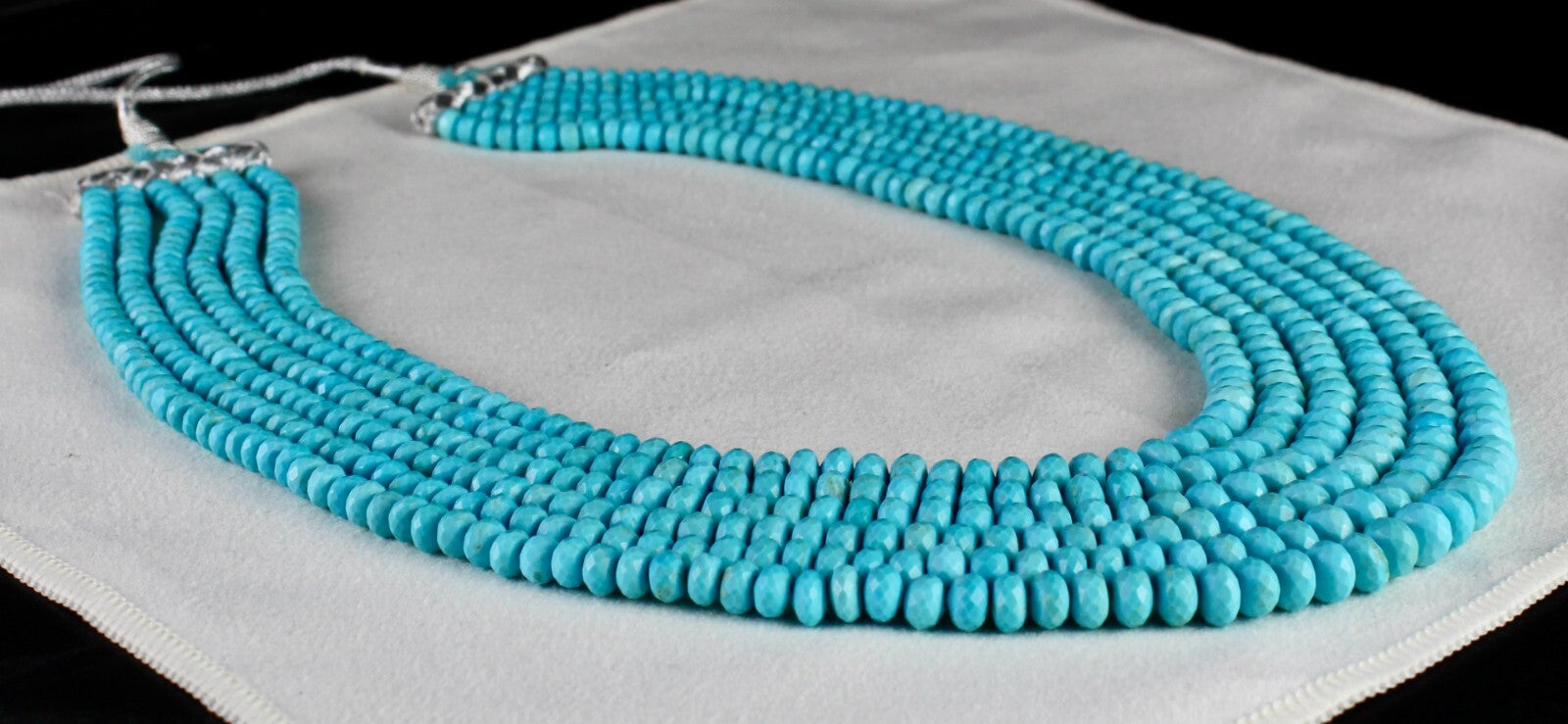 Certified Natural Turquoise Round Beads Necklace 634 Ct Vintage Blue Gemstone