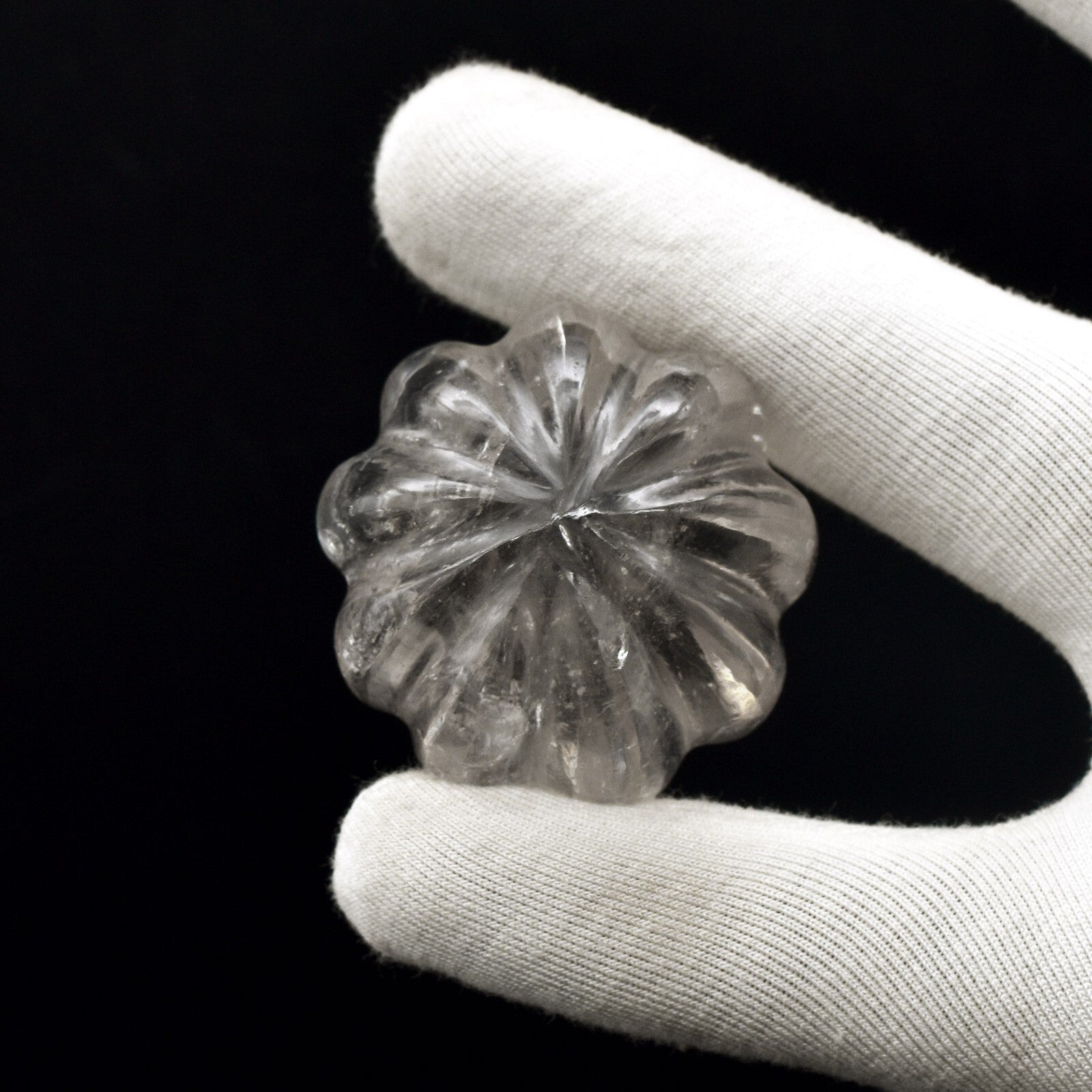 Natural Rock Crystal Quartz 321 Ct Carved Melon Round Big Gemstone Design