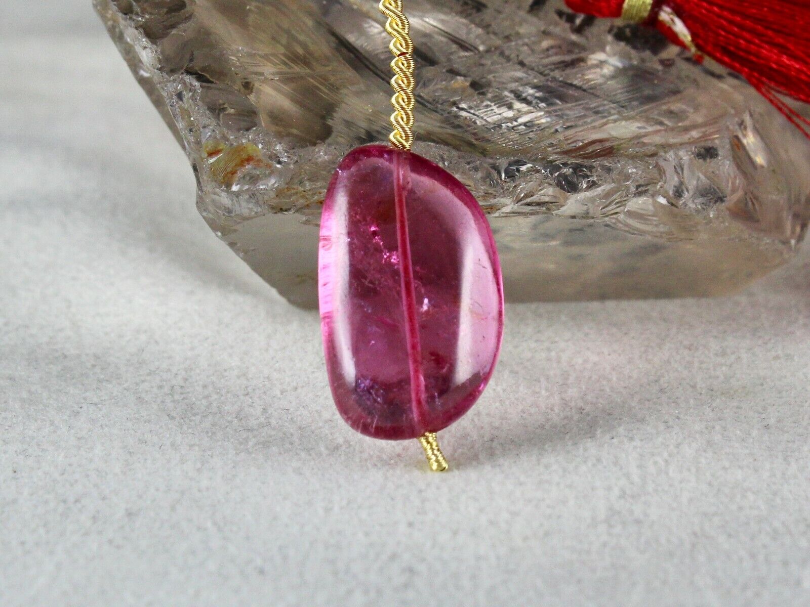 Natural Tourmaline Bead Rubellite Cabochon 26.65 Cts Drilled Gemstone Pendant
