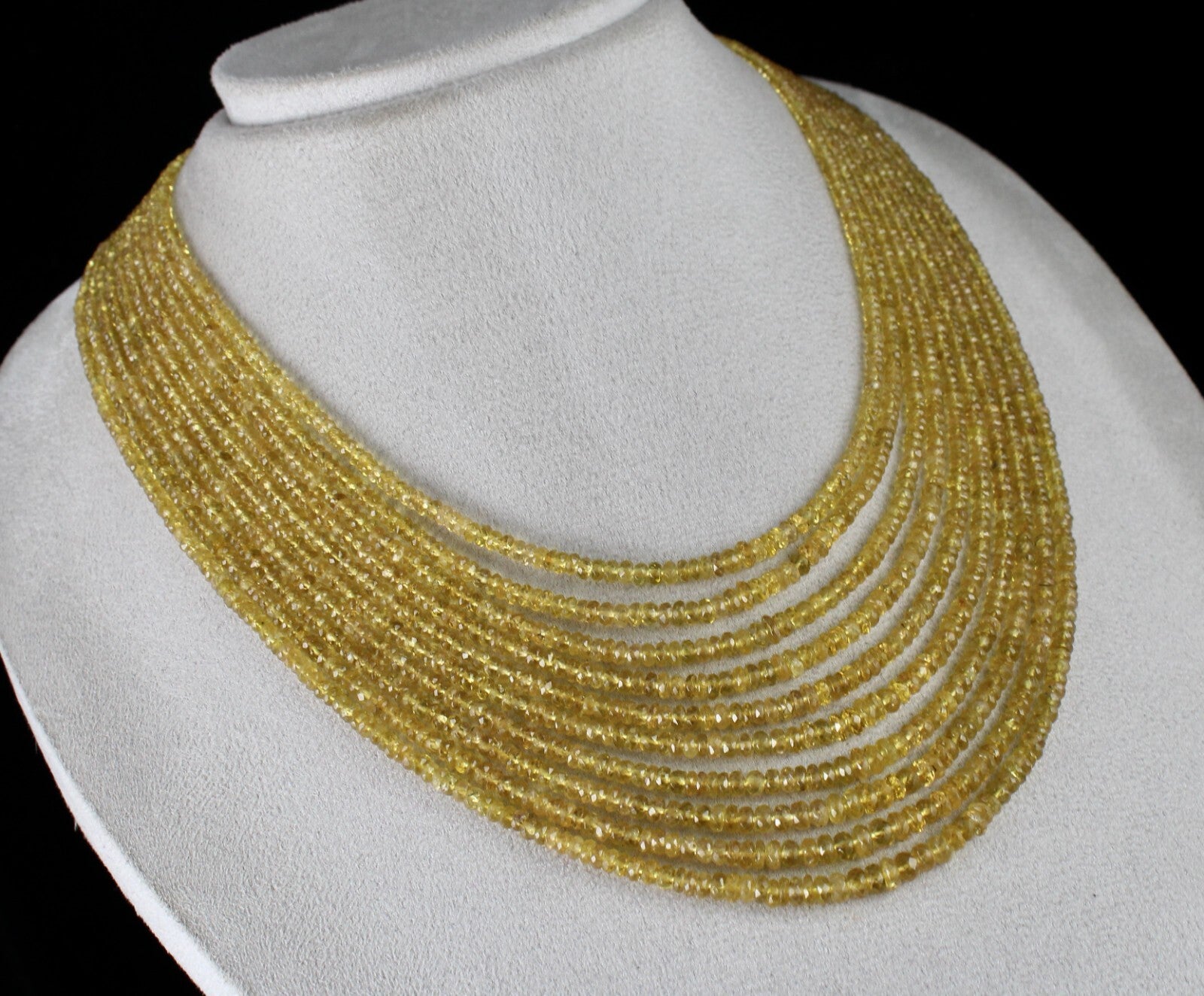 Certified Natural Yellow Tourmaline Faceted Bead Necklace 475ct Gemstone 10 L