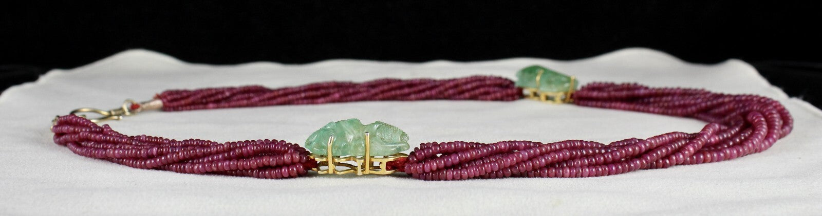 Certified Natural Ruby Beads 510 Ct Colombian Emerald Sterling Silver Necklace