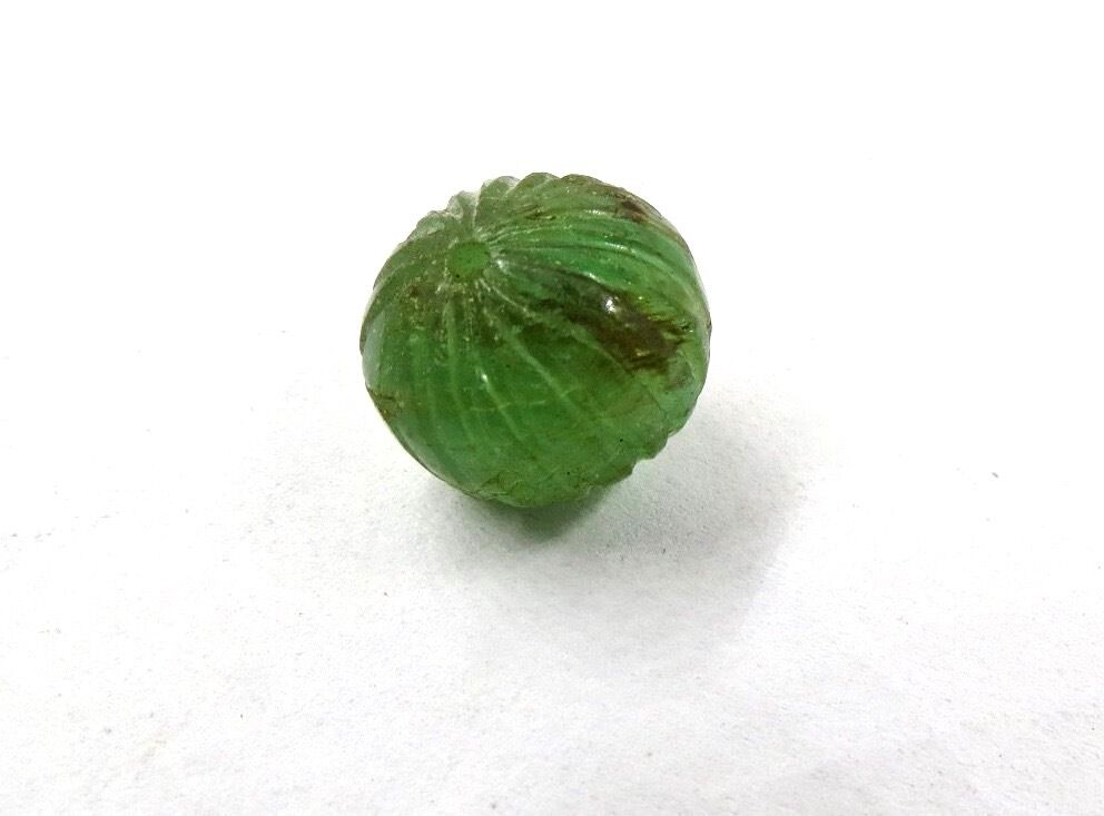 NATURAL OLD MINES EMERALD CARVED BEAD 18 CARATS GEMSTONE FOR DESIGNING
