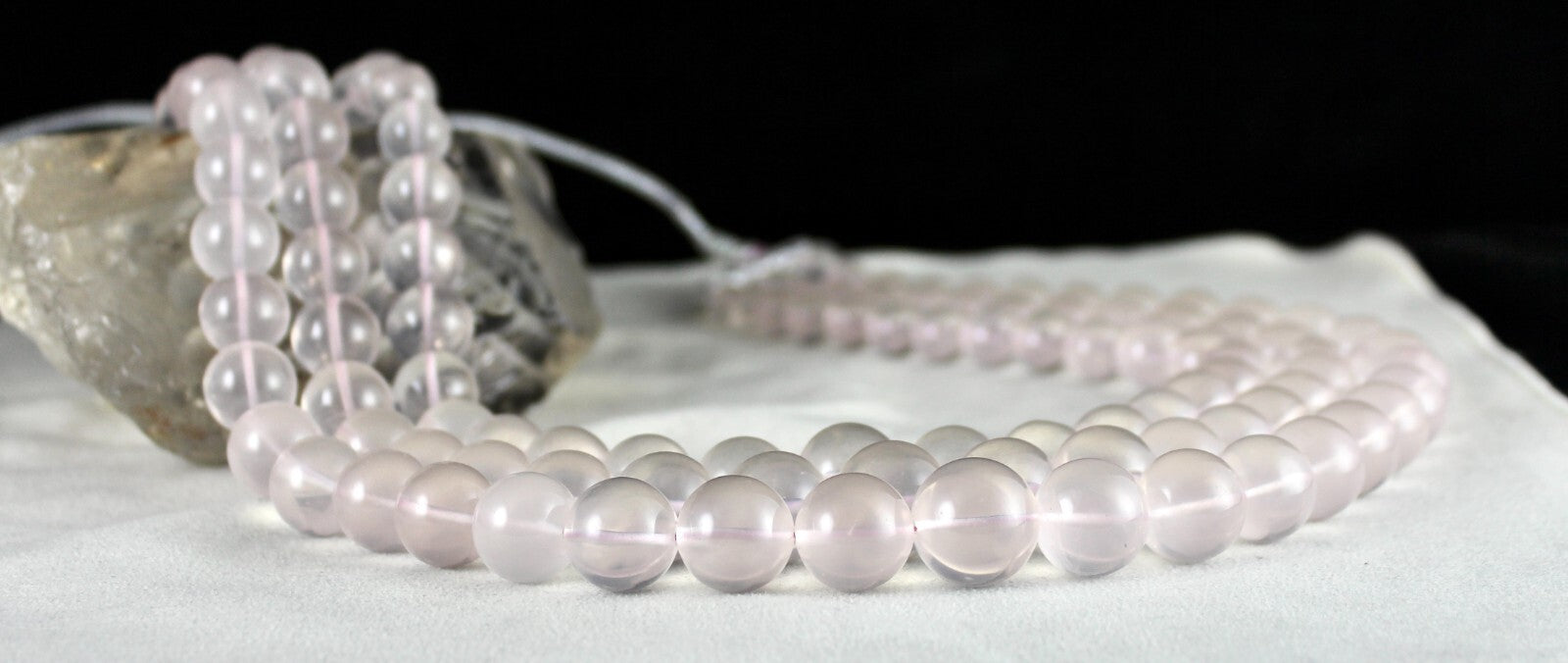 Certified Natural Rose Quartz 1902 Ct Pink Round Beads Gemstone Necklace