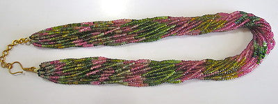 Certified Multi Colour Natural Tourmaline Beads Necklace 695 Carats For Women