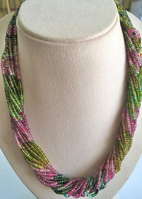 Certified Multi Colour Natural Tourmaline Beads Necklace 695 Carats For Women