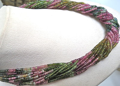 Certified Multi Colour Natural Tourmaline Beads Necklace 695 Carats For Women