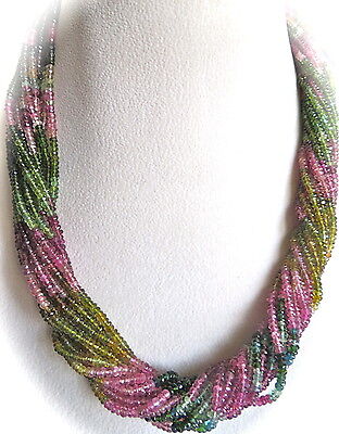 Natural Tourmaline Beads Faceted Round 695 Carats Multi Colour Gemstone Necklace
