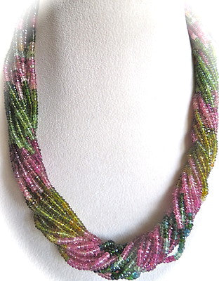 Certified Multi Colour Natural Tourmaline Beads Necklace 695 Carats For Women