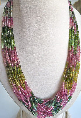 Certified Multi Colour Natural Tourmaline Beads Necklace 695 Carats For Women