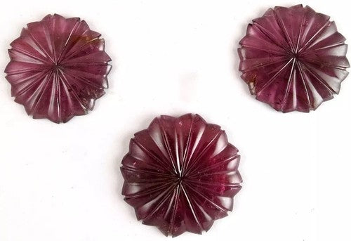 Certified Natural Pink Tourmaline Carved Flower 199ct Gem 3pcs Pendant Set