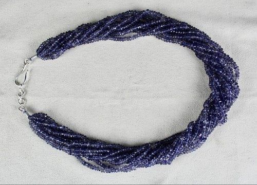 Natural Iolite Faceted Round Beads Blue Necklace 560 Ct Gemstone Fashion