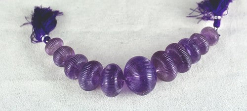 Certified Natural Amethyst Carved Beads 512 Ct Jewelry Designing 11 Pc Loose