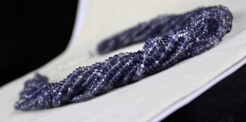 Natural Iolite Faceted Round Beads Blue Necklace 560 Ct Gemstone Fashion