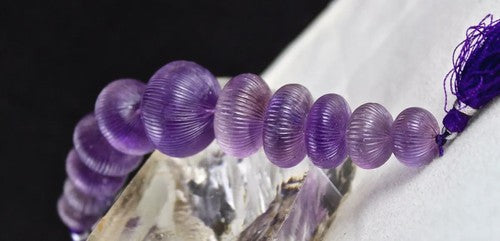 Certified Natural Amethyst Carved Beads 512 Ct Jewelry Designing 11 Pc Loose