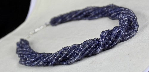 Natural Iolite Faceted Round Beads Blue Necklace 560 Ct Gemstone Fashion