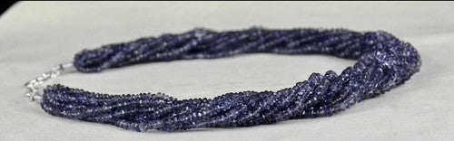 Natural Iolite Faceted Round Beads Blue Necklace 560 Ct Gemstone Fashion