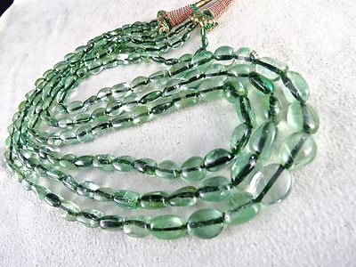 Certified Vintage Natural Emerald 396 Ct Beads Long Colombian Mines Necklace