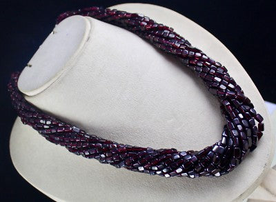 Natural Garnet Square Beads 12 L Red 1670 Ct Gemstone Sterling Silver Necklace