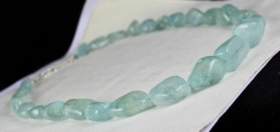 Certified Natural Blue Aquamarine 1471 Ct Sterling Silver Gemstone Necklace