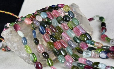 Certified Natural Multi Tourmaline Aquamarine Necklace 941 Ct Gem Beaded Party